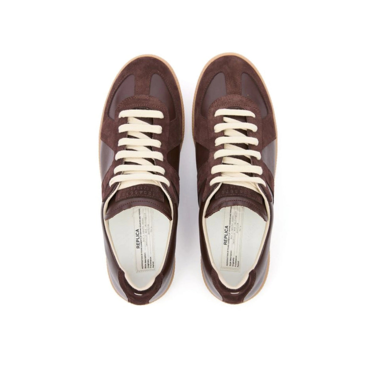 Maison Margiela - Replica leather and suede sneakers - brown