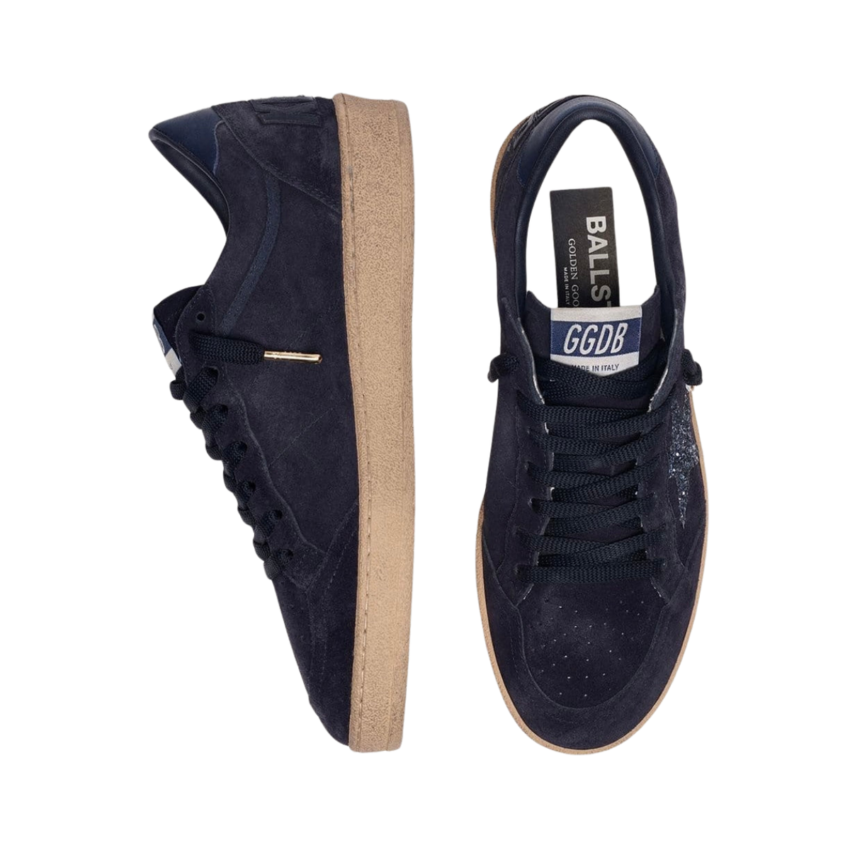 Golden Goose Ball Star in dark blue suede with dark blue glitter star(women)