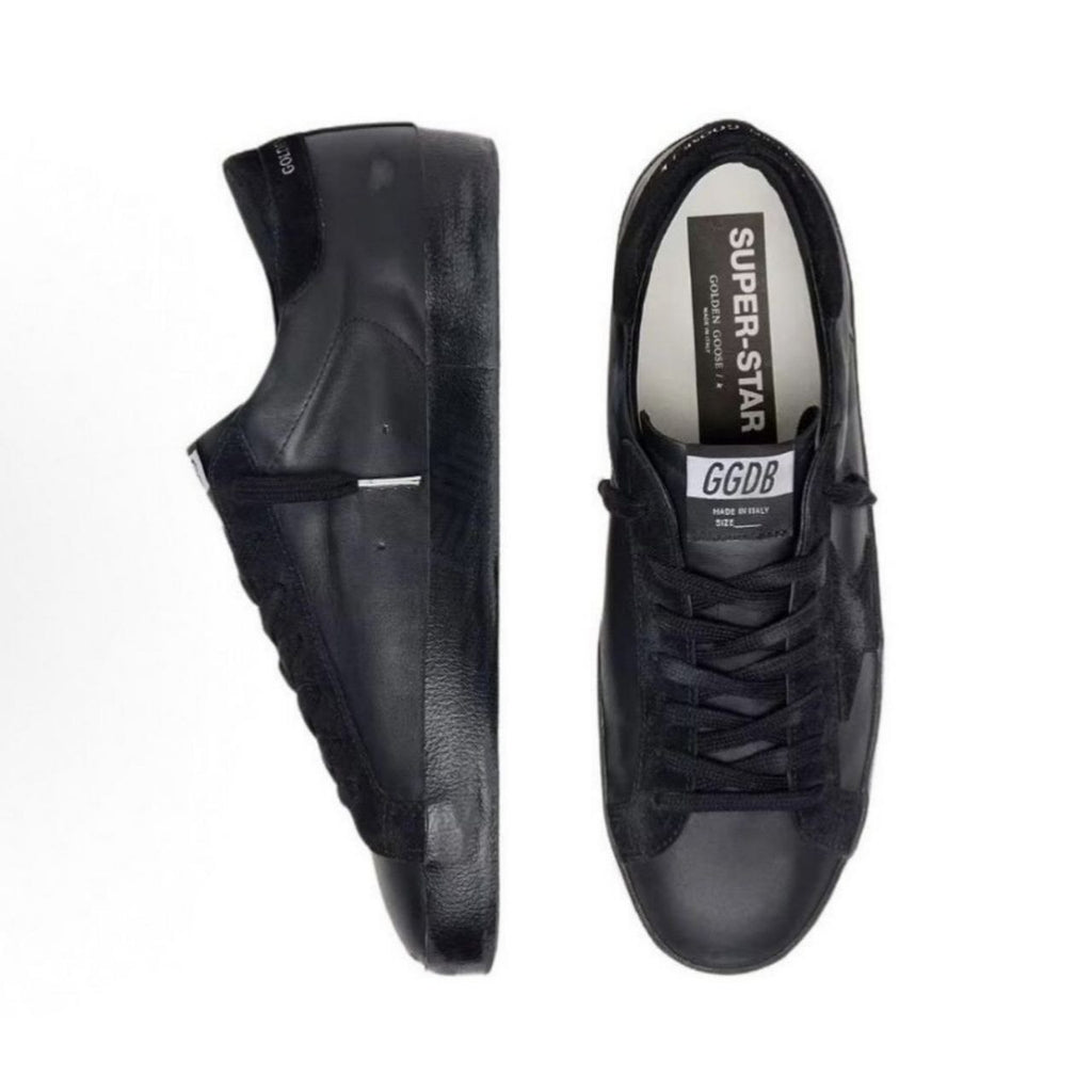 Golden Goose Super-Star in black nappa with black suede star and heel tab