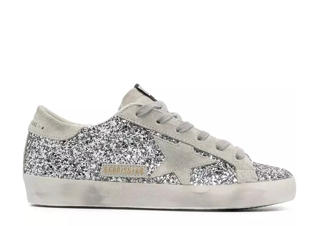 Golden Goose Superstar Glitter Silver Sneakers