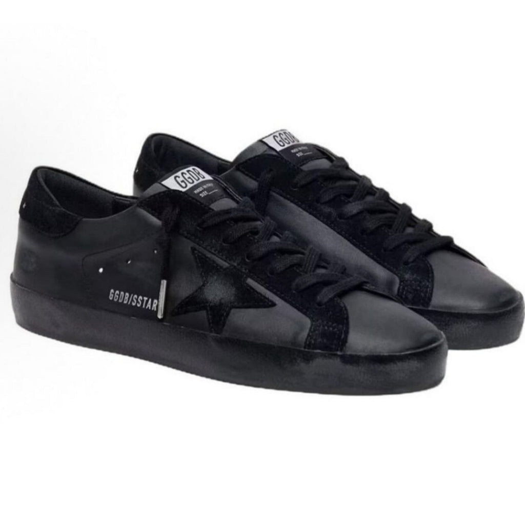 Golden Goose Super-Star in black nappa with black suede star and heel tab