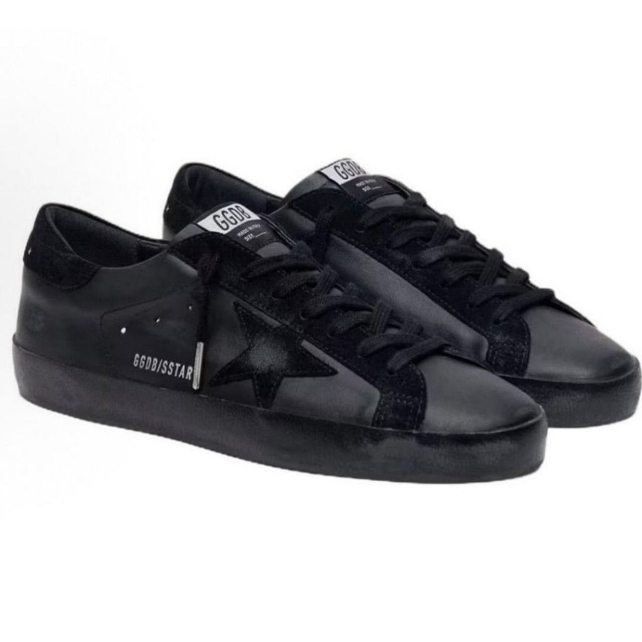 Golden Goose Super-Star in black nappa with black suede star and heel tab